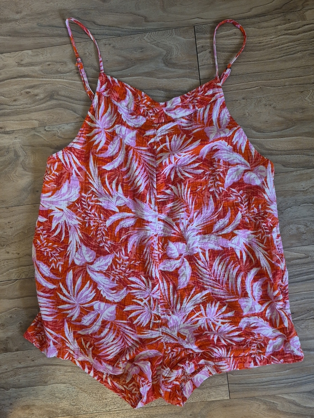 Womens RipCurl Red Tropical Print Spaghetti Strap Romper